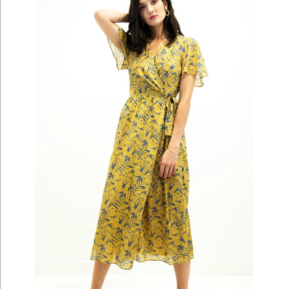 Anthropologie The Korner S Frond Wrap Midi Dress